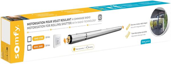 Somfy - RMS 2600 - Kit de Motorisation Volet Roulant Radio IO-homecontrol - Compatible avec Volets rénovation, Tunnel, Bloc-Baie - Compatible Télécommande Somfy