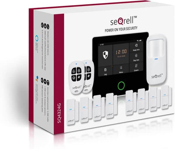 seQrell, Système Alarme Maison sans Fil, Kit Alarme GSM 4G et WiFi, avec Écran Tactile et Batterie 1500mAh. Tuya Smart Life Application Android et iOS. SQ4324G