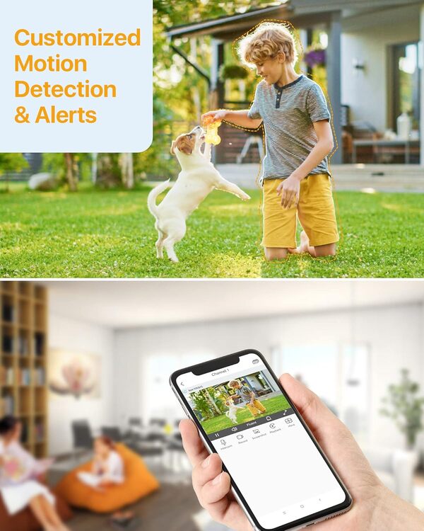 Anlapus 8CH 1080P H.265+ DVR et 1TB Disque Dur avec Caméra de Surveillance Extérieure IP66 2MP, Alerte par Email et App Gratuite pour Accès à Distance