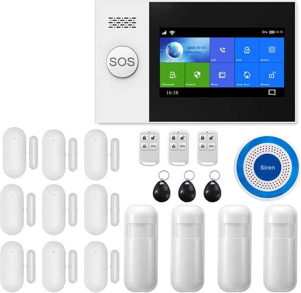 CAINV pour la sécurité à Domicile PGST sans Fil Maison GSM système d'alarme de sécurité cambrioleur sécurité à Domicile avec détecteur de Mouvement PIR système d'alarme antivol(A..)