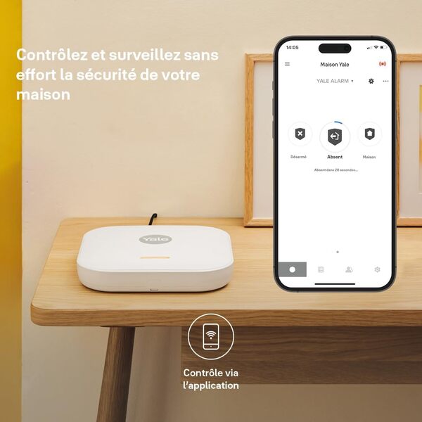Yale Kit Alarme Maison sans Fil connectée + Sirène -Alertes en Temps réel Via Application - 1 Centrale, 1 Sirène 100dB, 2 Détecteurs, 1 Clavier, 1 Porte clé - Compatible avec Alexa, Google Maison