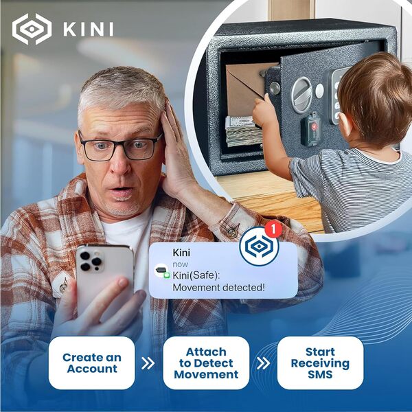 Kinisium Système de sécurité domestique : détecteur de mouvement sans fil avec alertes en temps réel, WiFi activé pour les appartements, les maisons et les locataires ; détection de mouvement