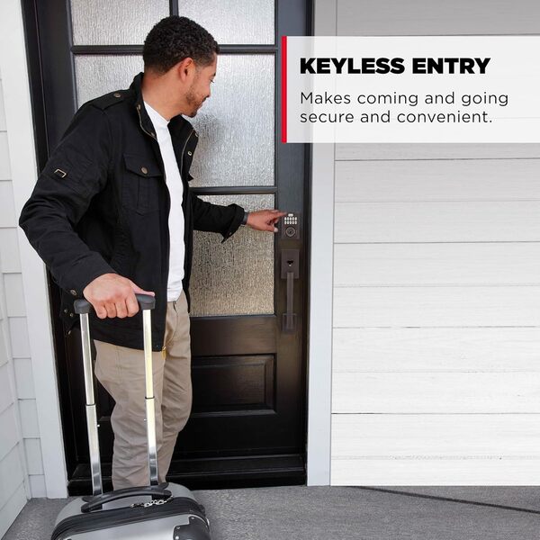 Kwikset HomeConnect 620 Z-Wave Serrure intelligente à clavier longue portée avec entrée pratique sans clé, codes utilisateur personnalisables, sécurité S2 et provisionnement SmartStart, noir mat