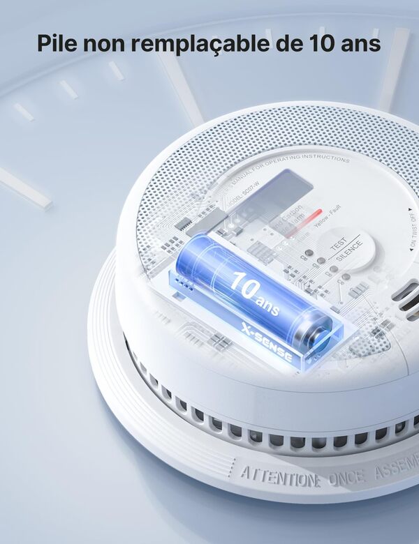 X-Sense Détecteur de Fumée et de Monoxyde de Carbone Interconnecté par RF sans Fil avec Pile d’Une Durée de Vie de 10 Ans, Portée de Transmission Supérieure à 250 m, SC07-W, Link+, Lot de 3