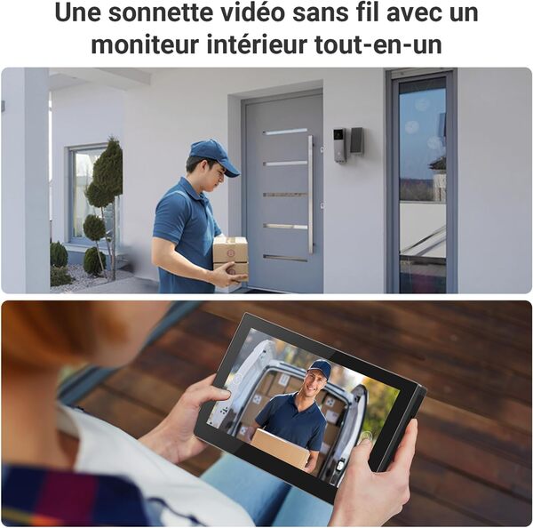 EZVIZ EP3x Sonnette sans Fil avec SD7, 2K vidéo Doorbell avec Double Objectif, détection de Personnes/Paquet, Vision Nocturne en Couleur, changeur de Voix, 32 Go eMMC intégré