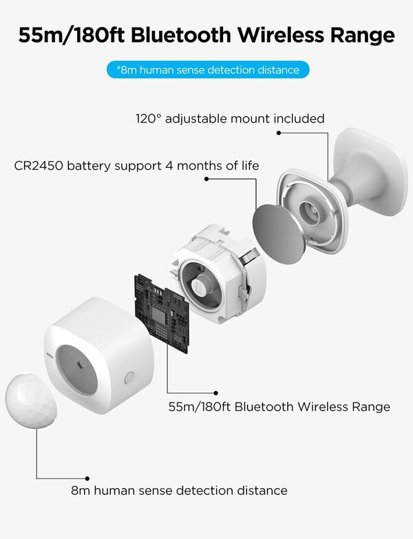 GoveeLife Détecteur de mouvement, contrôle de groupe illimité, mini capteur de contact sans fil pour domotique intelligente, alimenté par batterie, prend en charge la plupart des produits intelligents