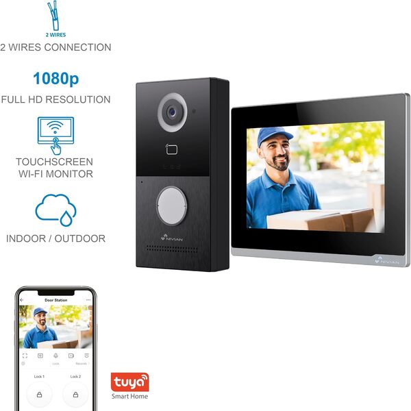 NIVIAN Interphone Vidéo WiFi Full HD avec Écran Tactile 7
