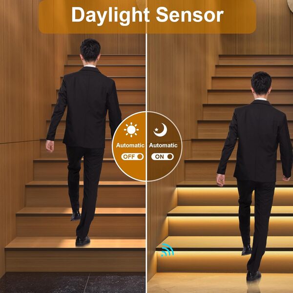 Intelligent Human Sensing Stair Light Set KMG-3233, 100cm de long découpable bande de led pour éclairage d’escalier intérieur led step light（Blanc chaud 3000K,16 escaliers） [Classe énergétique F]