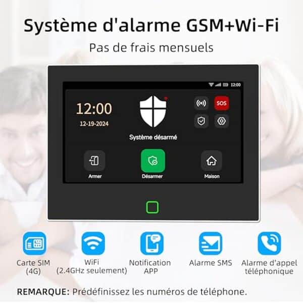 Découvrez l'efficacité de l'alarme CPVAN GSM + WiFi 110dB avec écran 7, un système de sécurité innovant pour protéger votre domicile en toute simplicité.