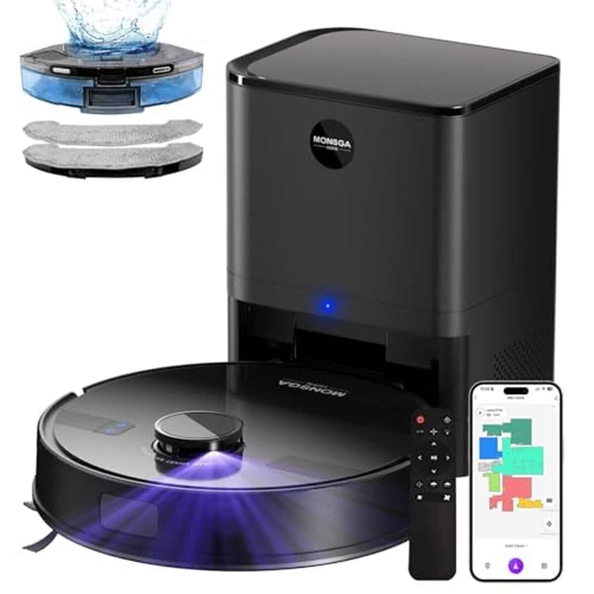 Test : aspirateur robot laveur MONSGA 5000 Pa avec station de vidage automatique