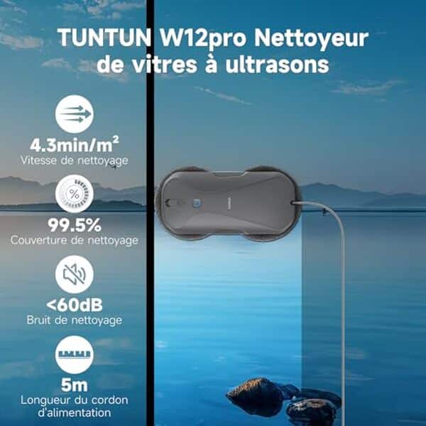 Découvrez notre test complet du Tuntun W12pro, robot laveur de vitre intelligent avec aspiration 5300 Pa. Performance, autonomie et facilité d'utilisation au banc d'essai. 